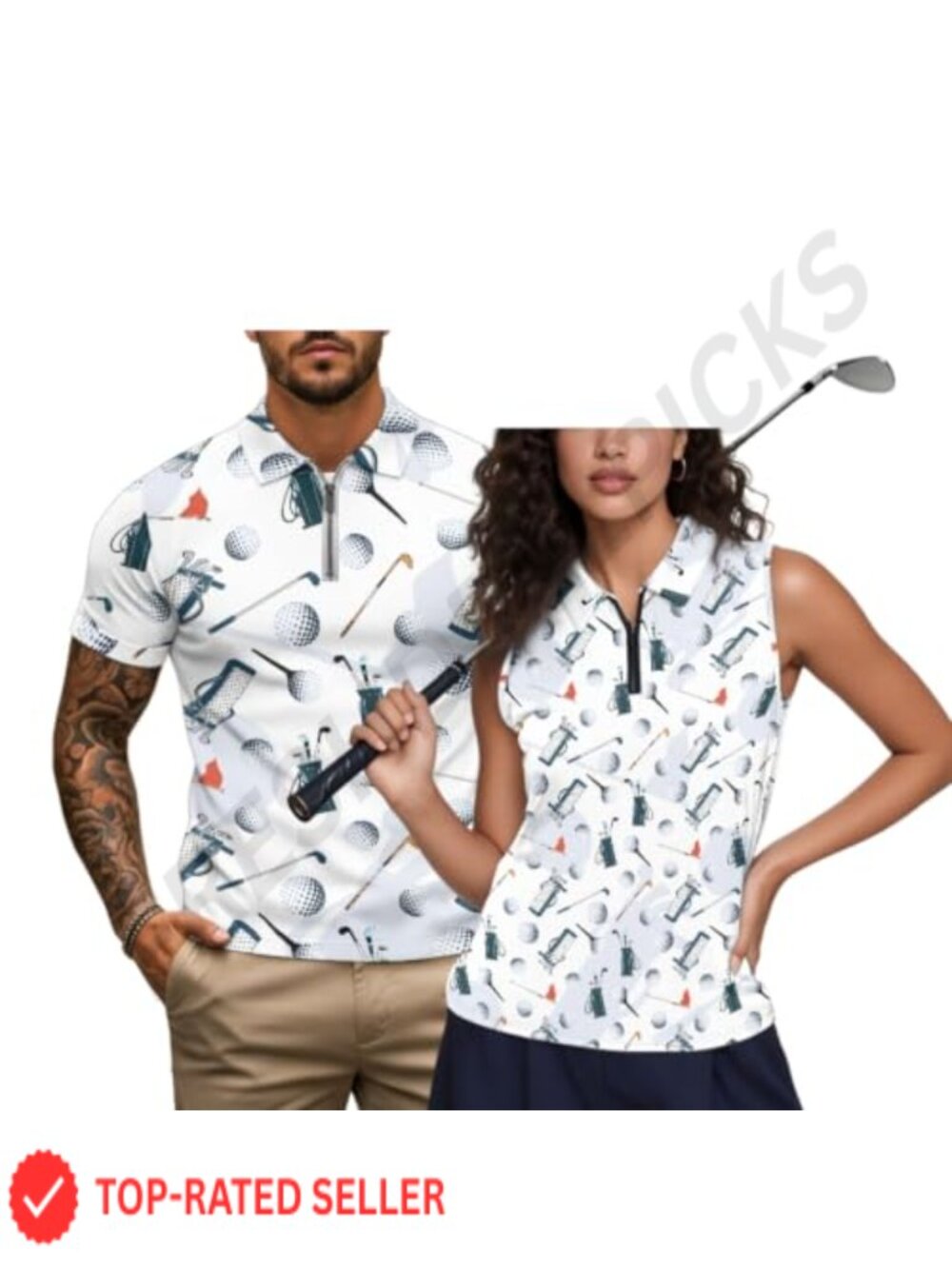 Matching Golf Shirts Funny Graphic Polo for Couples Dry Fit Athletic